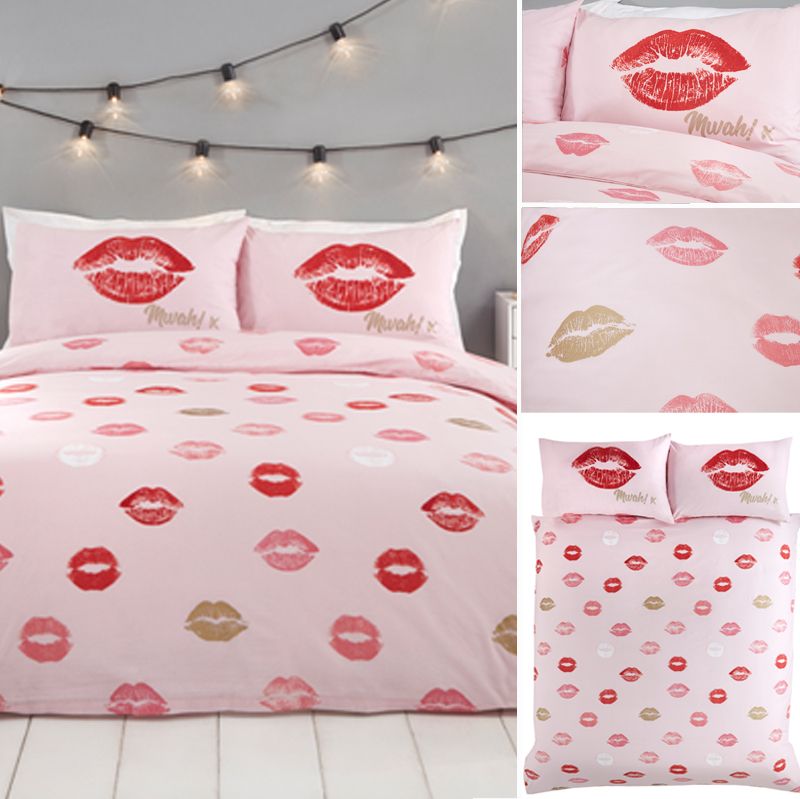 Sparkle Lippy Pintalabios Besos Funda Edredón Colcha Ropa de Teñido De Edredón De Algodón Conjuntos Pug Edredón Colcha